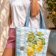Pikowana duża torba shopper Cytryny No2