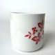 Porcelanowy kubek PRL barowy z motywem roślinnym Polska lata 70 XX wieku