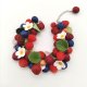 Bransoletka z poziomkami, borówkami i kwiatami handmade
