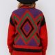 Vintage czerwony sweter moher wzory unikat lata 80te