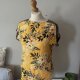 Wiskozowa bluzka vintage w tropikalny print | Musztardowa boho XL