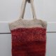 Vintage wełniana torebka bouclé czerwona kremowa kwiaty boho folk Avant Garde Cottage Fairy Handmade
