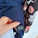 Granatowa bluzka z wiązaniem i wzorzystymi rękawami oversize plus size Shein Rozmiar 4XL / 48 / 20