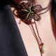 Brązowa lilia naszyjnik choker z koralików