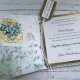 Kartka ślubna "W eukaliptusowym raju", pudełko i personalizacja