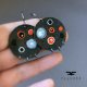 Kolczyki Dots - Ashy, with Black & Red Accent