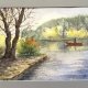 Podróż wzdłuż rzeki Original Akwarela A4