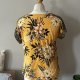 Wiskozowa bluzka vintage w tropikalny print | Musztardowa boho XL