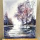 Cisza odpoczynku Oryginalna akwarela na płótnie 24x30cm
