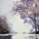 Cisza odpoczynku Oryginalna akwarela na płótnie 24x30cm