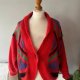 Vintage czerwony sweter moher wzory unikat lata 80te