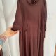 czekoladowa ukienka maxi lagenlook golf kieszenie luźna wygodna minimalistyczna oversize 6XL / 52 / 24