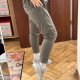 Legginsy 4XL khaki szare sportowe z kieszeniami 90% poliester 4XL / 48 / 20