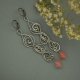 Długie kolczyki kwarc malinowy, wire wrapping, stal chirurgiczna