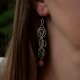 Długie kolczyki kwarc malinowy, wire wrapping, stal chirurgiczna