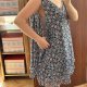 Granatowa szyfonowa tunika w drobne kwiaty • Lane Bryant • EU 62–66 • 8XL–10XL 9XL / 58 / 30