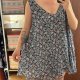 Granatowa szyfonowa tunika w drobne kwiaty • Lane Bryant • EU 62–66 • 8XL–10XL 9XL / 58 / 30
