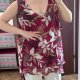 Bordowa bluzka bez rękawów tropikalny print Lane Bryant oversize plus size Rozmiar Uniwersalny