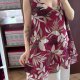 Bordowa bluzka bez rękawów tropikalny print Lane Bryant oversize plus size Rozmiar Uniwersalny