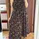 Sukienka maxi na ramiączkach czarna w kwiaty boho letnia zwiewna Plus Size oversize Shein 4XL / 48 / 20