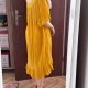 Musztardowa sukienka Roaman's 4X 100% bawełna z falbankami oversize 8XL / 56 / 28