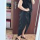 Czarna sukienka midi z drapowanym dekoltem i asymetrycznym rozcięciem oversize Shein 7XL / 54 / 26