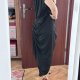 Czarna sukienka midi z drapowanym dekoltem i asymetrycznym rozcięciem oversize Shein 7XL / 54 / 26