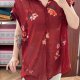 Bordowa koszula oversize w kwiaty Ava & Viv krótki rękaw plus size 7XL / 54 / 26