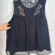 Czarna bluzka bez rękawów z haftem boho Ava & Viv oversize plus size 7XL / 54 / 26