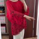 Czerwona bluzka plisowana w czarne wzory szerokie rękawy Studio 1940 oversize 8XL / 56 / 28