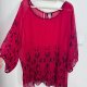 Czerwona bluzka plisowana w czarne wzory szerokie rękawy Studio 1940 oversize 8XL / 56 / 28