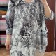 Szaro-biała bluzka paisley Roaman's 3X oversize plus size 8XL / 56 / 28