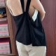 Czarny asymetryczny top Shein Curve 4XL z białymi ramiączkami 4XL / 48 / 20