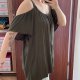 Oliwkowa bluzka Torrid (8-9XL) cold shoulder oversize letnia 8XL / 56 / 28