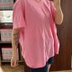 Pudroworóżowa koszulka V-neck Avenue 9XL bawełniana oversize Plus Size 9XL / 58 / 30