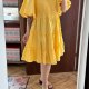 Żółta sukienka baby doll4XL bufiaste rękawy falbany Top Vintage 4XL / 48 / 20