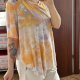 Tie dye bluzka żółto-fioletowa JM Collection 8XL haftowane liście oversize 8XL / 56 / 28