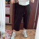Avenue Black Cropped Pants Capri Plus Size Elastyczny Pas Szerokie Nogawki 3/4 4XL / 48 / 20