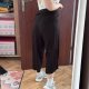 Avenue Black Cropped Pants Capri Plus Size Elastyczny Pas Szerokie Nogawki 3/4 4XL / 48 / 20