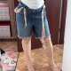 edgely szorty jeansowe damskie Plus Size z ozdobną wiązanką, klasyczny denim USA 4XL / 48 / 20