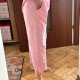 Hagston capri spodnie bawełniane damskie Plus Size, pudrowy róż 4XL / 48 / 20