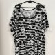 Woman Within 4X / 34-36 – czarno-biała tunika/bluzka oversize w kwiaty, luźny fason 9XL / 58 / 30