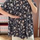Granatowa tunika marki Monnuro w romantyczny drobny kwiatowy print 4XL / 48 / 20
