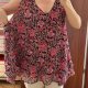 Bordowa szyfonowa tunika w kwiaty • ok. EU 62–66 • 8XL–10XL