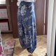 Niebieskie spodnie boho z kwiatami vintage 4-5XL szerokie nogawki