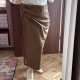 Brązowa spódnica z eko-skóry 4XL z wiązaniem Happy Hut Plus Size