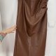 Brązowa spódnica z eko-skóry 4XL z wiązaniem Happy Hut Plus Size
