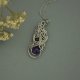 Oryginalny wisiorek ametyst, wire wrapping, stal chirurgiczna