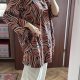 Kolorowa bluzka Ulla Popken 28/30 (58/60) Plus Size wzór liści