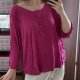 Malinowa bluzka Avenue z guzikami 30/32 Plus Size długi rękaw